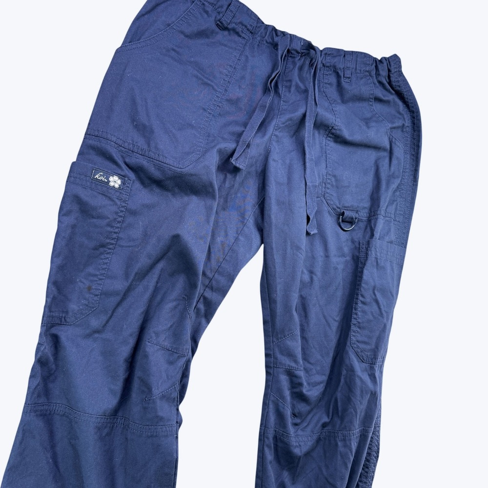 Koi Scrub Pant Women M Navy Blue Cargo Drawstring Medical Nurse Workwear Comfort